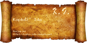 Kopkó Ida névjegykártya